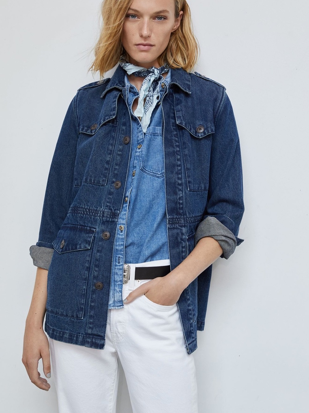 Morgan Utility Denim Jacket - Dark Blue